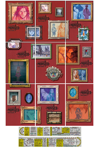 Marmara Çizgi Yayınları Monster 1-2-3-4-5-6-7-8-9 Cilt Manga Seti + Mat. Öğre...