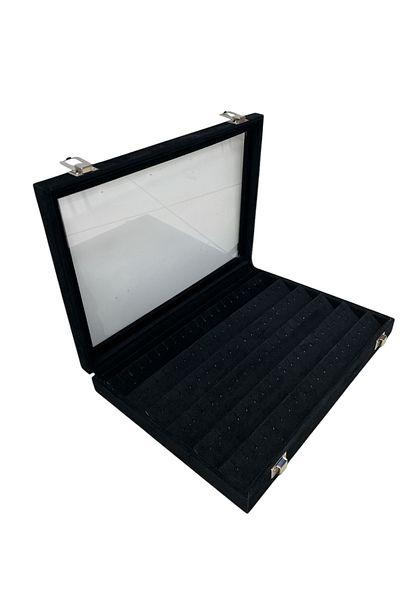 STAND MARKET Black Alcantara Earring Box