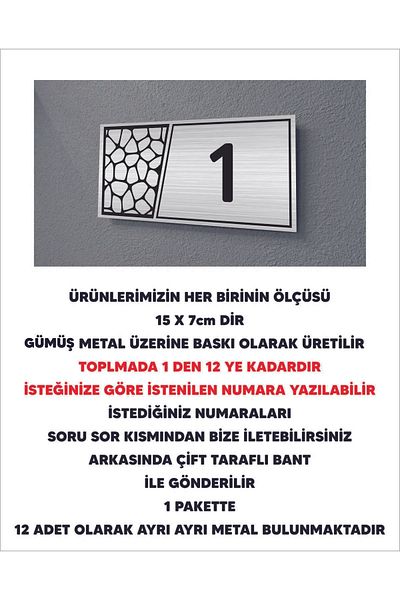 sıradışıhediyem طاولة باب الفندق، باب الشقة، اللون الفضي، رقم 1 إلى 12