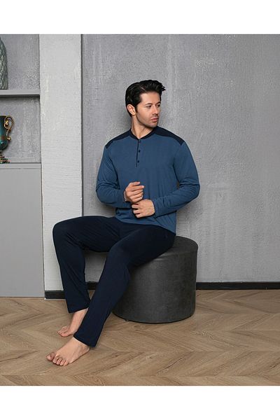 wear treasure Set de pijamale tricotate cu mânecă lungă imprimată pentru bărbați
