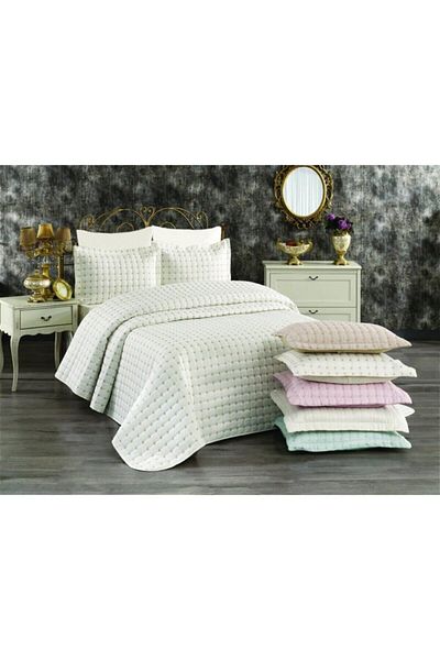 bursa çeyiz Pink Micro Embroidered Bedspread Set