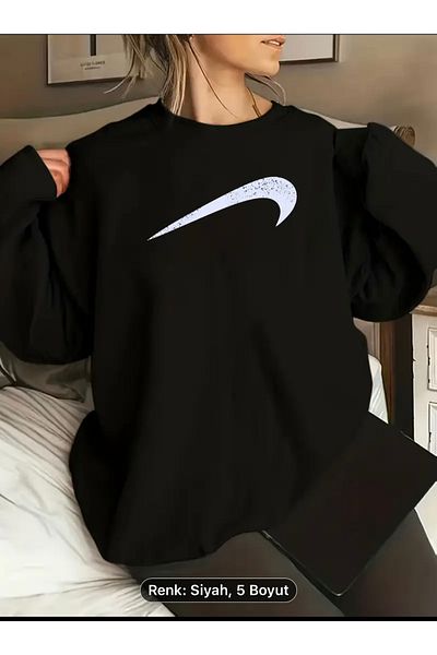 NEW TRENDY COLLECTİON Comfortable Sweater for Women, Knit Fabric, Round Neck, Printed Design, Fashion Adult Top, Seasonal