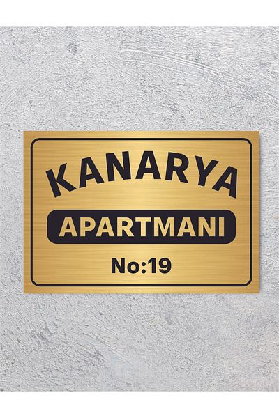 sıradışıhediyem Apartment Sign Gold Metal with Black Text 20 X 30 cm New