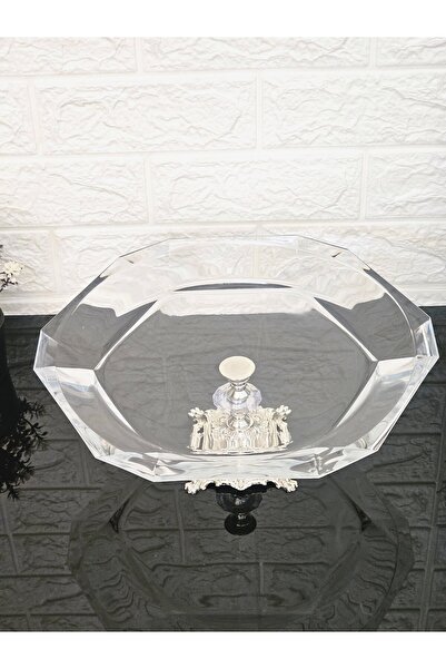 atabey home Avangarde 31 cm Silver Cast Large Size Presentation and Serving Platter - Pasabahce Reflection