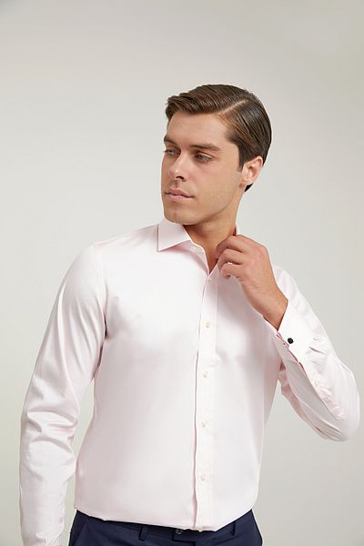 D'S Damat Πουκάμισο Ds Damat Slim Fit Pink Plain Nano Care