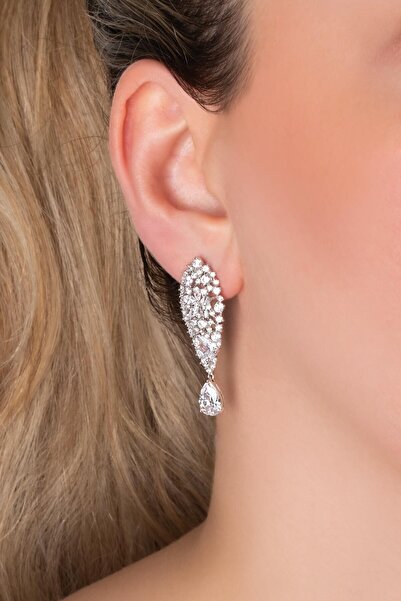 So CHIC... Begonvil Çiçeği 18 Ayar Beyaz Altın Kaplama Gümüş Küpe