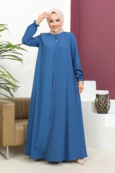 Nevayla Moda Medina Silk Mevlana Ferace - Indigo / F0123