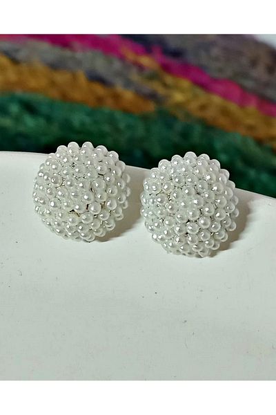 mos&more Silver Pearl Minimal Stylish Evening Dress Casual Women's Earrings