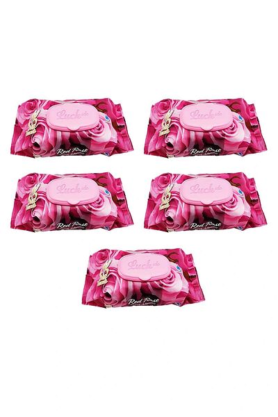 Luckido 5 Pack Red Rose Wet Towels 90 Pieces with Lids Rose Scented