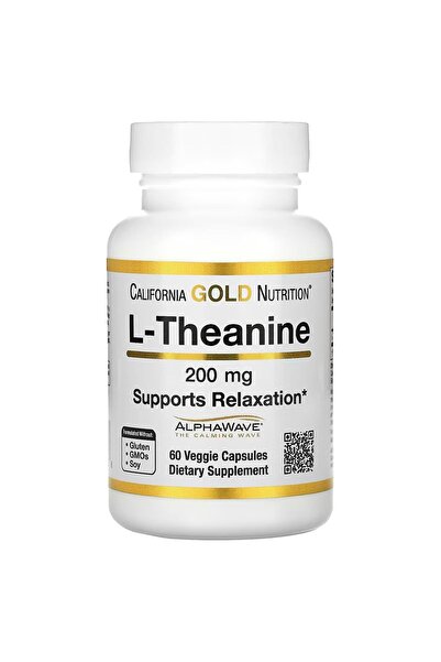 California Gold Nutrition L-Theanine, AlphaWave Katkılı, 200 mg, 60 Bitkisel ...