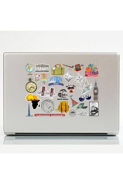 Ororabutik Vintage Voyager 52Pcs Σετ αυτοκόλλητων ταξιδιού - Σετ αυτοκόλλητων Scrapbook Bullet Journal