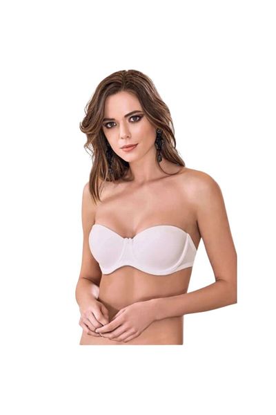 STORMED Underwear Women's Underwire Padded Padded Strapless Sheer Back Low-Cut Bra 202
