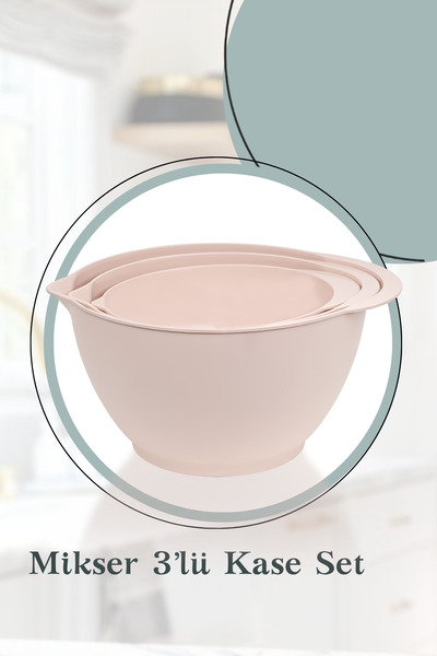 esihome Mixer Bowl Set of 3 1200ml - 2400ml - 3500ml (Pink/White)