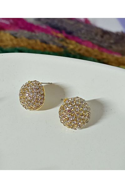 mos&more Gold Stone Small Stylish Evening Dress Daily Women's Earrings