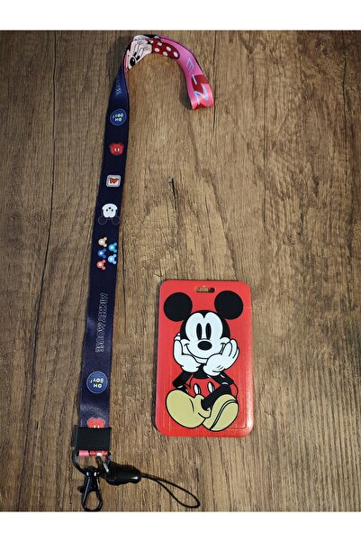 Mia Giyim Mickey,Minnie Mouse Desenli Yaka Kartı Kart Taşıma Askısı, Boyun As...