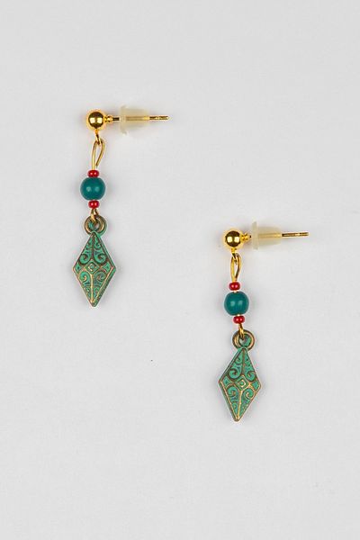 Lila Rosa Ethnic Authentic Brass Earrings