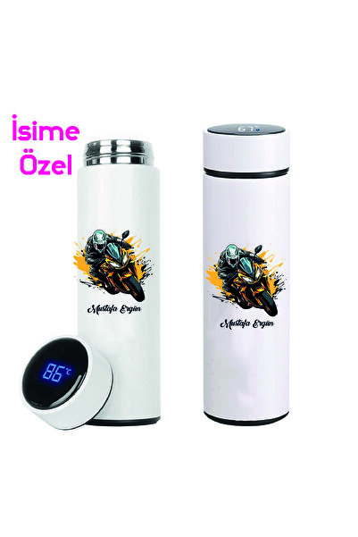DKDZ SHOP Motorcu Termosu İsime Özel Göstergeli Çelik (İsimi Yoruma Ekleyin)-002