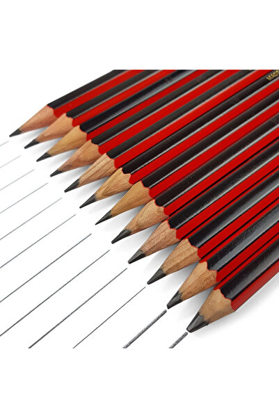 Modellino 24Pcs /2Box Red-Black Line Pattern Pma289 A-Plus Hb Pencil