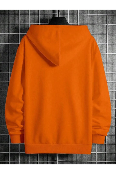 npLStore Чоловічий помаранчевий оверсайз-светр з капюшоном - Originals з принтом