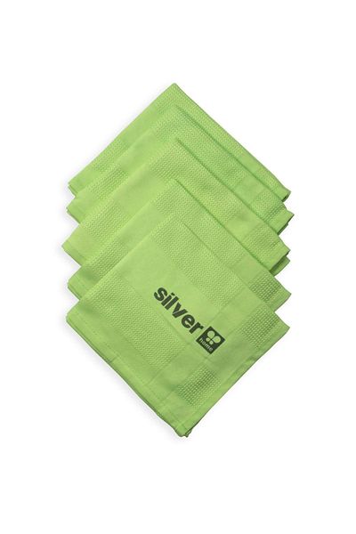 Silver 5 Pieces Microfiber Decorative Glass Cloth - Green