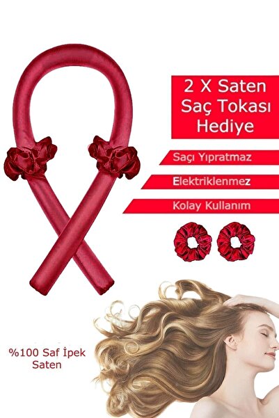 Generic Brand Bright Red Heatless Hair Styling Set Satin Hair Donut Hair Roll...