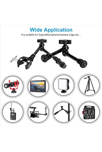 Tianya 11" inç Magic Arm Sihirli Kol + Super Crab Clamp Kelepçe