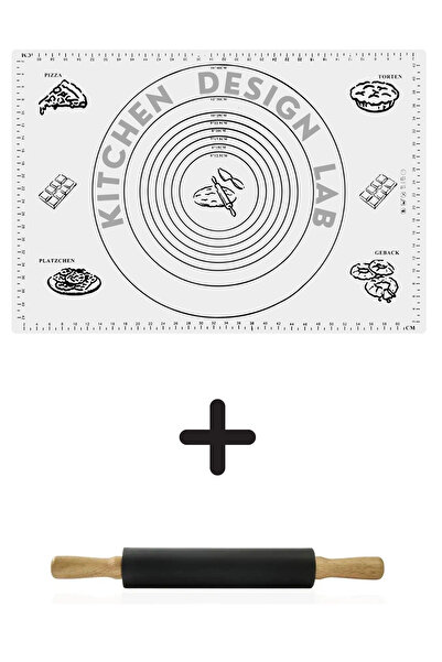 Kitchen Design Lab 2 Li Set Beyaz 45x65 Cm Silikon Hamur Açma Matı - Siyah Me...