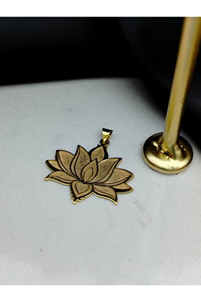 atölyem takı tasarım 925 ayar gümüş altın kaplama lotus çiçeği kolye ucu