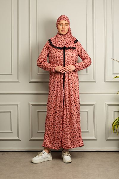 Kutay Collection One Piece Women's Prayer Dress with Self-Head Scarf Zipper