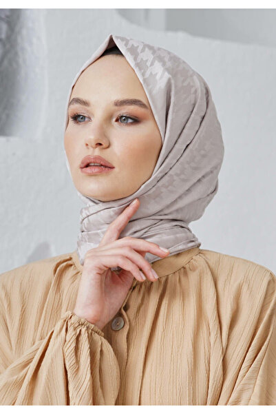 Sima Loryan BEIGE Scarf - Jacquard Houndstooth Shawl