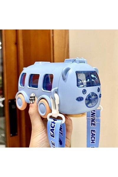 NegroBox Bus Design Portable Straw and Strap Lockable 500ml Water Bottle