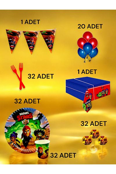 VibeHome 32 Person Brawlstars Themed L Pack - Birthday Party & Fun Events