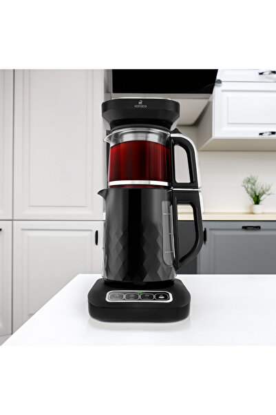 Karaca 4 in 1 Talking Automatic Tea Maker, Filter Coffee, Food Water, Family Size Capacity, Stylish Design