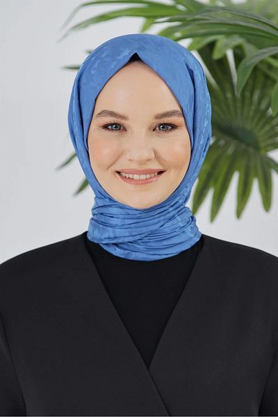 Sima Şal Loryan Jacquard Picioare de Gâscă - BLU DENIM