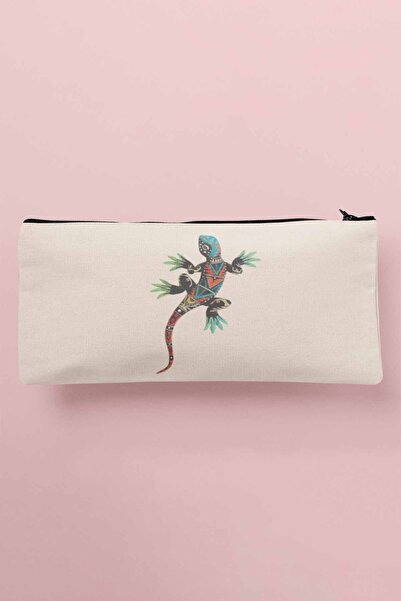 qoeuyl boutique Кольорова сумка для косметики з принтом ящірки, пенал, гаманець