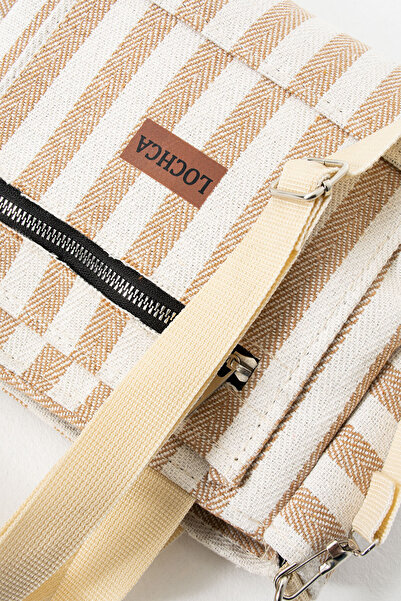 YAFES Çanta Vizon Çapraz Askılı Çıtçıtlı El Omuz Kol Kanvas Çanta