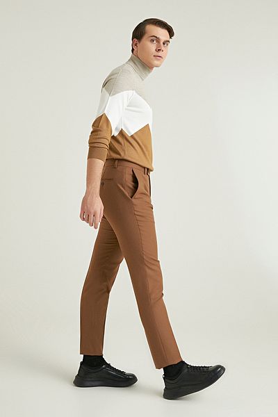 Twn Camel ColoreD Straight Cut Trousers