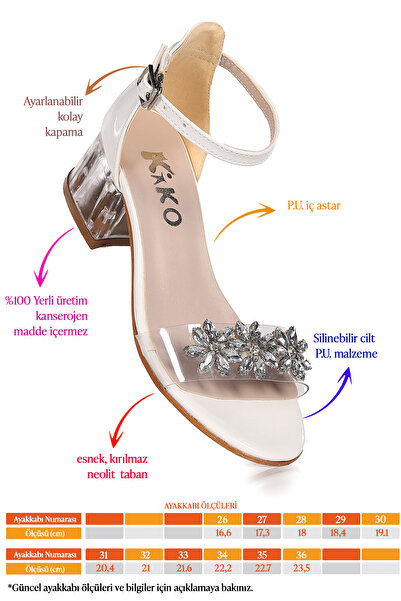 KARAMAZI Yangu Patent Leather Stone Girl's 3 cm Transparent Heeled Sandals Evening Dress Shoes