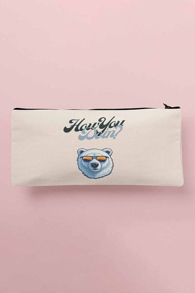 qoeuyl boutique Cute Bear Printed υφασμάτινη τσάντα μακιγιάζ - Στυλό και πορτοφόλι