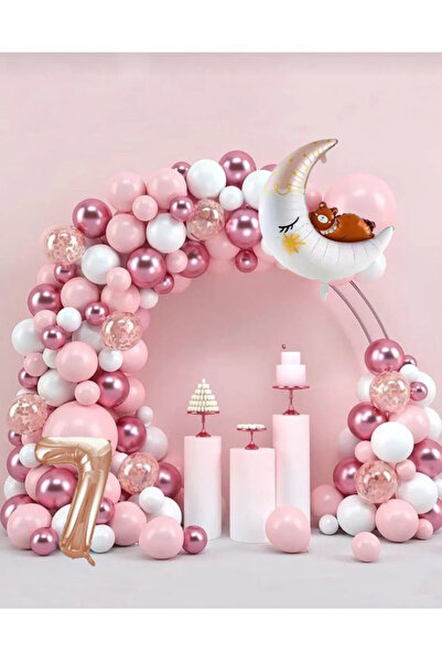 ALYA PARTİ LED'li Sevimli Ayıcık Ay Balon Doğum Günü Konsepti Doğum Günü Serti