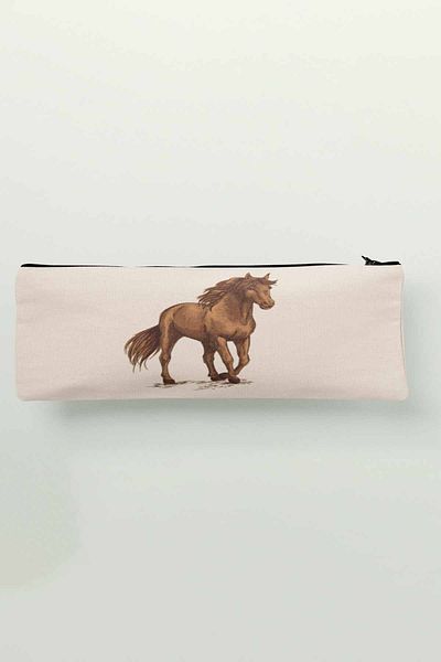 qoeuyl boutique Horse Illustration Gift Printed Cloth Makeup Bag Pen Holder Wallet