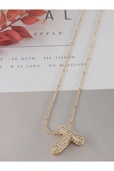 Siya Silver Gold Renk Zirkon Taşlı Harfli Balon Kolye