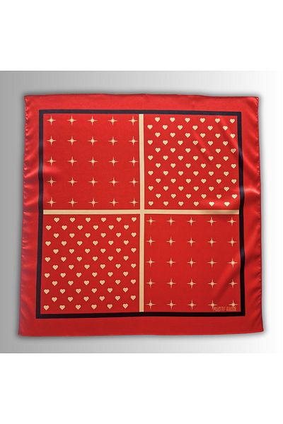 POZİTİF MRK Red Scarf Star and Heart Patterned Valentine's Day