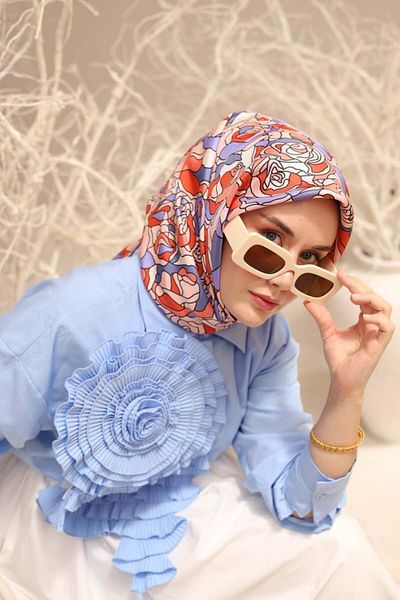 SİLKHOMEE 11434 Model Twill Silk Scarf - Pack of 12