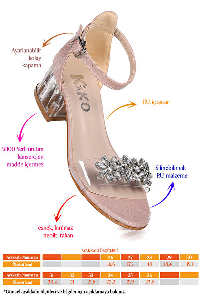 KARAMAZI Yangu Stoned Girl's 3 cm Transparent Heeled Sandals Evening Dress Shoes