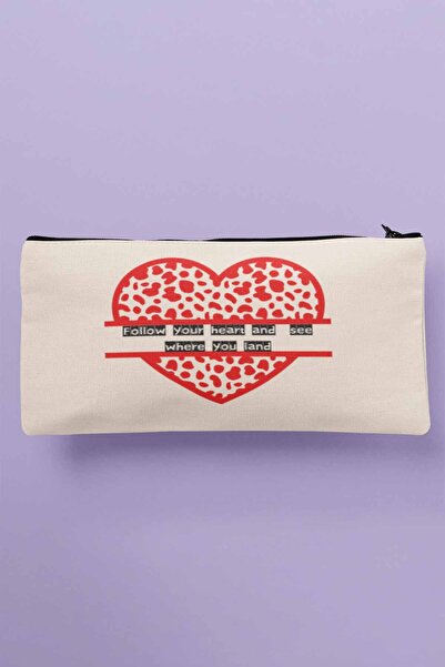 qoeuyl boutique Червоне серце Follow Your Heart з принтом Тканинна косметичка...