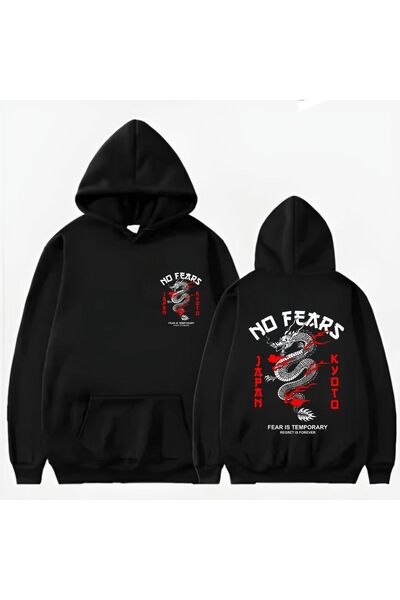 Arwen Fashion Red No Fear Dragon Printed Hooded Sweat