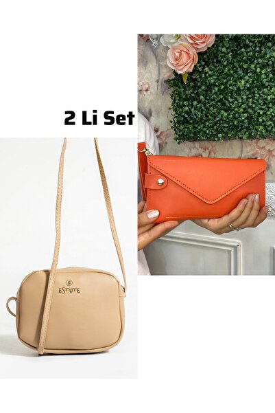 ESTUTE 2 Pack Orange Wallet and Urban Bag Set
