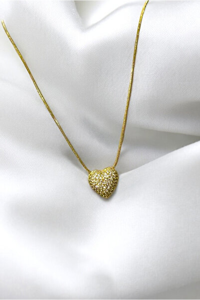 Happy Vibes قلادة قلب الحب من الفولاذ المقاوم للصدأ والأحجار - سلسلة إيطالية