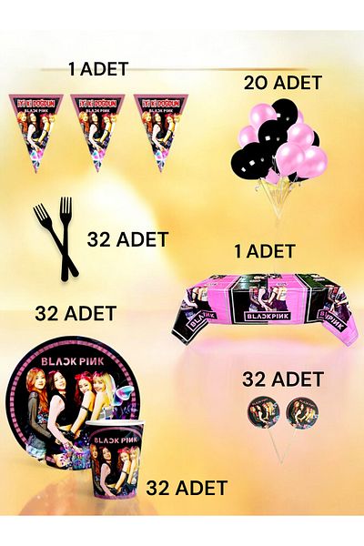 VibeHome Blackpink Themed L Pack for 32 - Birthday Party and Fun Events